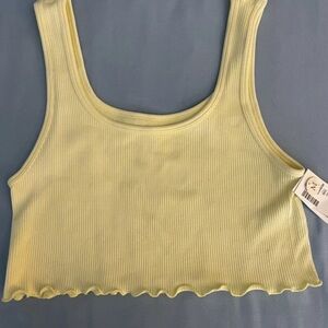 Aeropostale Yellow Ribbed Crop Tank Top NWT M